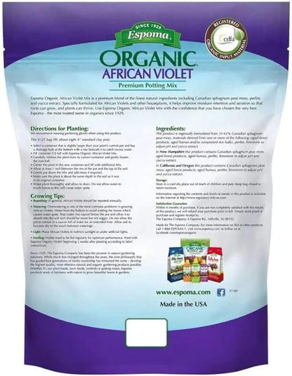 Espoma AV4, Organic African Violet Potting Mix, 4-Quart Pack of 3