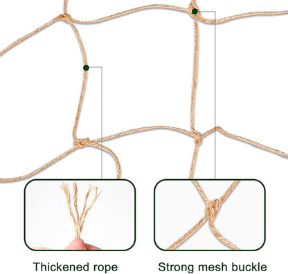Jute Trellis Netting - Jute Netting for Garden, Heavy Duty Plant Support Netting for Climbing Plants, Cucumber, Vine, Fruits & Vegetables, Climbing Vining Plants (6.6 Ft x 9.8 Ft, 3.9 Inch Squares)