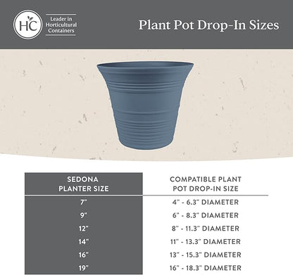 The HC Companies 16 Inch Sedona Round Self Watering Planter Pots, Lightweight UV-Resistant Plastic Indoor & Outdoor Planters, 2-Pack Flower Pots for Garden & Home Decor, Wild Red