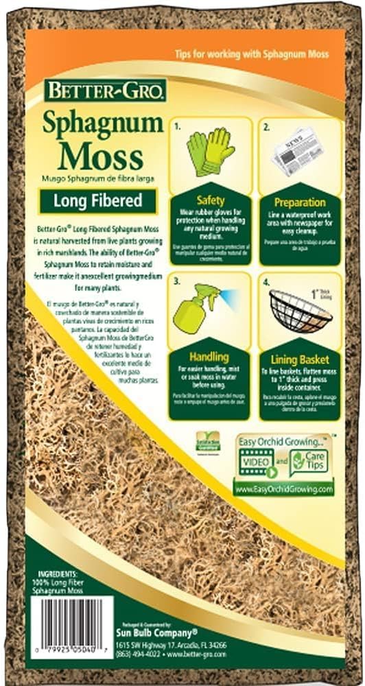Better-Gro Sphagnum Moss - 100% Natural, Long-Fiber Moss for Orchids, Ferns, and Host & Better-Gro Special Orchid Mix - Premium Grade Orchid Bark Potting Mix for Potting, Repotting, Enhanced