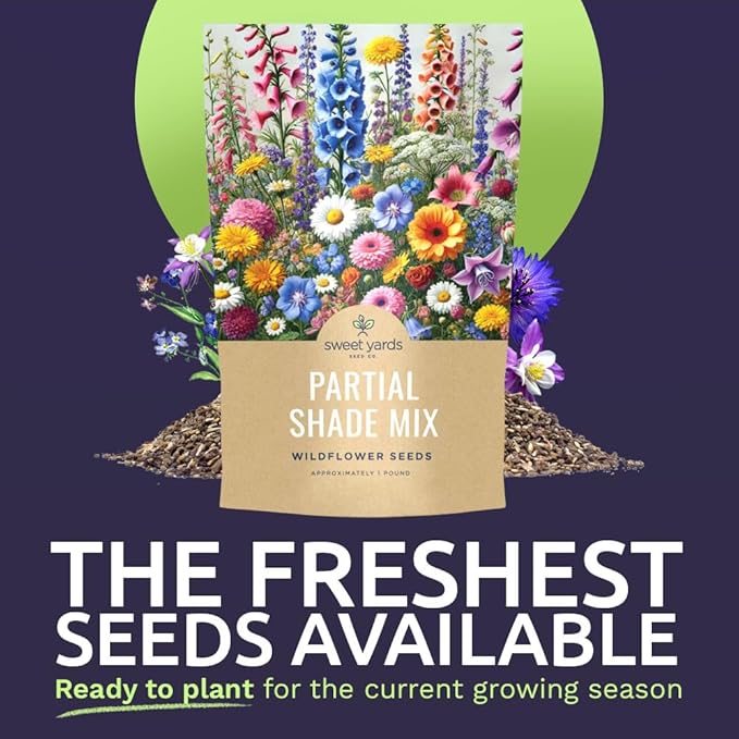 Bulk Wildflower Seeds Partial Shade Mix - 1 Pound Bag Over 120,000 Open Pollinated Annual and Perennial Seeds
