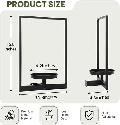Wall Plant Holder Window Plant Shelves Set of 2, Wall Planters for Indoor Plants - Premium Metal Hanging Plant Holder for Indoor Outdoor Decor