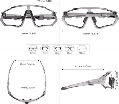 KAPVOE Photochromic Cycling Glasses Men Women Mountain Bike Sunglasses Clear MTB Bicycle Riding - K9408