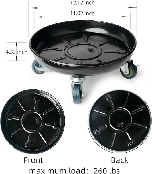 Choclaif Plant Caddy with Wheels,3 Pack Black Heavy Duty Plant Stand with Universal Wheels,Round Pot Trolley for Indoor Outdoor (12.12)