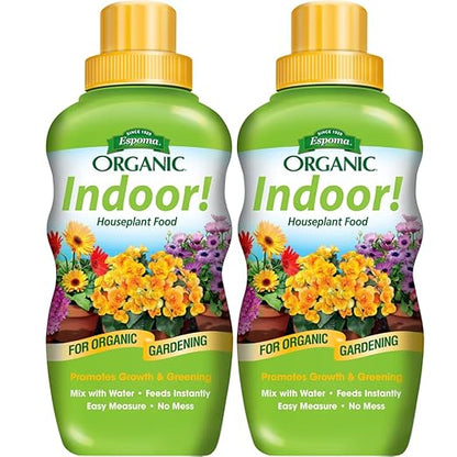 Espoma 8 Ounce Concentrated Organic Indoor Plant Food - Indoor Plant Fertilizer for Large & Small Plants Like Pothos, Fiddle Leaf Fig, Monstera, Snake & Palms - Pack of 2