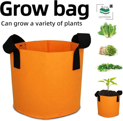 Grow Bags,Growing Pot Bags Garden Grow Bag Indoor Outdoor Fabric Aeration Plant Pot Container Flower Vegetable Pouch (Light Orange,12Gallon)