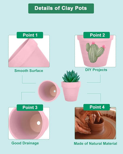 vensovo 48 Pcs 2" Tiny Terracotta & Terra Cotta Pots with Drainage - Peach Pink Small Mini Clay Ceramic Pottery Planter Ideal for Indoor/Outdoor Plants, Crafts, Wedding Favors