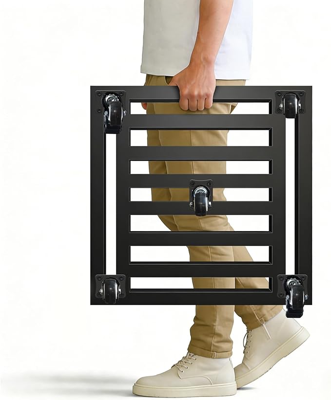 Plant Caddy with Wheels, 20'' Heavy Duty Large Metal Rolling Plant Stand with Lockable Caster, Square Plant Dolly Rust-Proof for Large Planters, Holds up 650 Lbs, 1 Pack