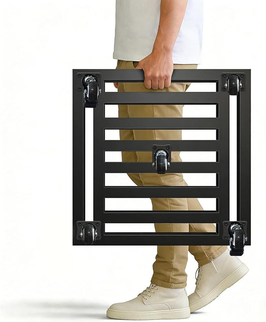 Plant Caddy with Wheels, 20'' Heavy Duty Large Metal Rolling Plant Stand with Lockable Caster, Square Plant Dolly Rust-Proof for Large Planters, Holds up 650 Lbs, 1 Pack