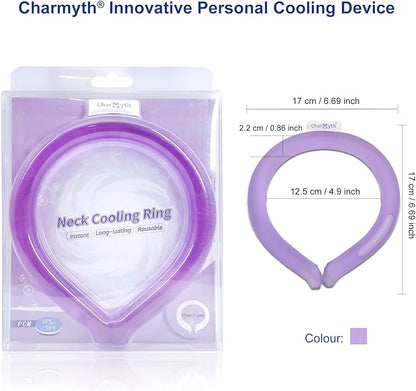 Neck Cooling Tube Reusable Ice Cooler Ring Instant Cooling Below 15°C (59°F) Portable Neck Wrap for Summer Outdoor & Indoor Use Heat Relief & Comfort (Purple)