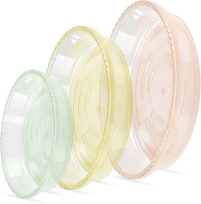 SupKing 9 Pack Plant Saucers (6inch /8inch /10inch) Multiple Color Plant Trays for Indoor Outdoor Plastic Flowerpot Saucers Thicker Plant Water Catcher Drip Trays for pots -Green/Yellow/Pale Pink
