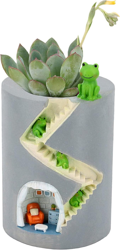 Segreto Creative Plants Pot Flower Pots Resin Planters Vase Home Decor for Succulents,Flower,Cactus,Gardening Decoration, Indoor, Frog