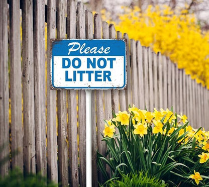 8 x 12 inch Please Do Not Litter Yard Sign Stakes Outdoor Lawn Yard Signs