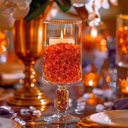 HappyFiller 1.3 LB Reddish Orange Crushed Glass Sand Terrarium Mini Broken Pieces Vase Filler,Epoxy Resin Art Crafts Glitter,Table Scatter,Candle Holder,Planter Soil Cover,Easter Decor