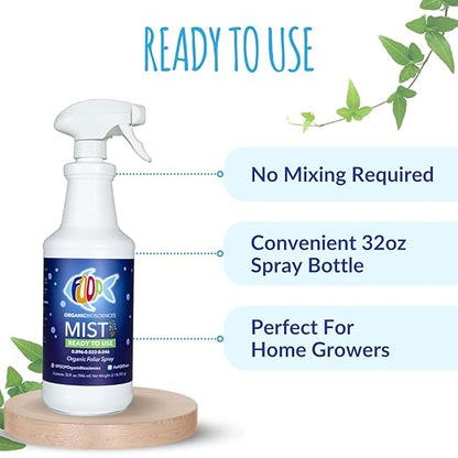 FOOP Mist Pack - Organic Foliar Spray Made from Fish Manure (with Fresh Minty Scent) | Corrects Plant Nutrient Deficiencies | Ready to Use, No Mixing Required (32oz Spray + 1G Refill)