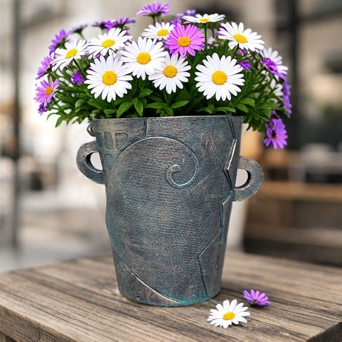 Picasso Abstract Face Planter - 3D Jigsaw Resin Vase with Drainage Hole - Modern Decorative Face Flower Pot for Indoor Plants & Home Décor