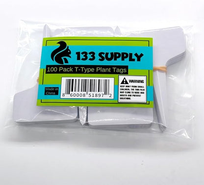 100 T-Type Plastic Plant Labels (Garden Markers Waterproof Signs for Outdoor Plant Tags Plant Markers Supplies (NO Pen) Plant T-Type Tags Indoor Herb Nursery Garden Labels