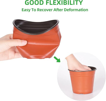 Kleeblatt 100 Pcs Nursery Pots 6 Inch, Plastic Planter Nursery Pots with 30 Pcs Plant Labels, Seedling Pots and Seedling Flower Plant Container