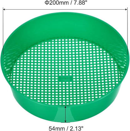 MECCANIXITY Garden Sifting Pan, Round Potting Sieve Plastic Mesh Filter Soil Screen Gardening Tool for Garden Yard, Green 2 Pack