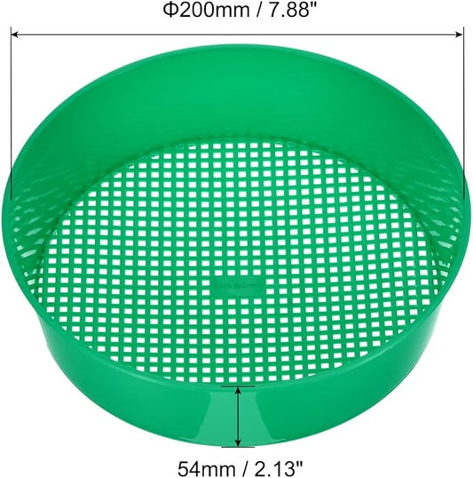 MECCANIXITY Garden Sifting Pan, Round Potting Sieve Plastic Mesh Filter Soil Screen Gardening Tool for Garden Yard, Green 2 Pack