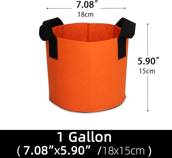 Grow Bags,Growing Pot Bags Garden Grow Bag Indoor Outdoor Fabric Aeration Plant Pot Container Flower Vegetable Pouch (Dark Orange,1 Gallon)