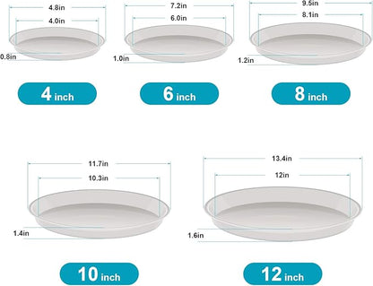 6 Pack Plant Saucer Tray, 4 6 8 10 12 15 16 18 20 inch Plant Saucers for Indoors, Durable Plastic Flower Plant Water Drip Trays Round, Pot Saucers, Plant Trays for Pots (4", Clear)