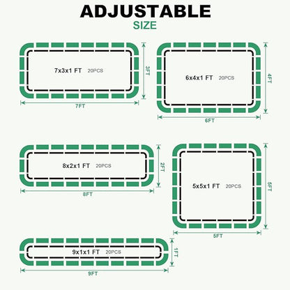 1MORE Raised Garden Bed -8X2X1 Galvanized Planter Box for Outdoor Gardening,5 in 1 Modular Raised Bed Kit with Protective Tape, Gloves for Herb,Ideal for Vegetables and Plants.Green-2pack