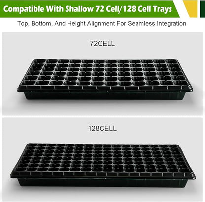 10 Pack Heavy Duty 1020 Trays No Holes - 1.6 Inch Deep Shallow Nursery Flats, Reusable Seed Starter Trays for 72/128 Cell Inserts, Microgreens, Seedling and Hydroponics (Dark Green)
