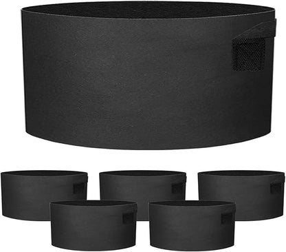 5 Pack 20 Gallon Grow Bags - Black Breathable Fabric Pots Heavy Duty Aeration Fabric Pots Thickened Nonwoven Fabric Pots Plant Grow Bags with Handle