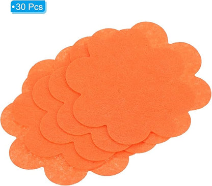 PATIKIL 4 Inch Plant Pot Hole Pad, 30 Pack Non-Woven Fabric Flower Shape Bonsai Bottom Soil Mat, Orange
