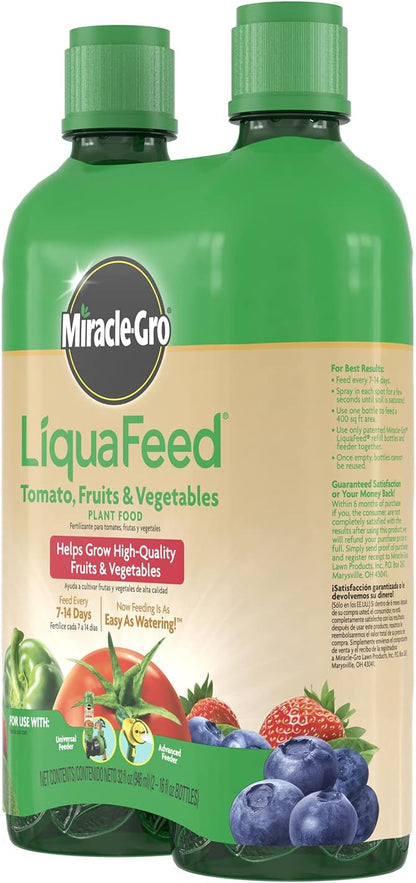 Scotts LiquaFeed Tomato, Fruits & Vegetables Plant Food Refills, Plant Fertilizer, 16 fl. oz., 2 Bottles/Pack (6-Pack)