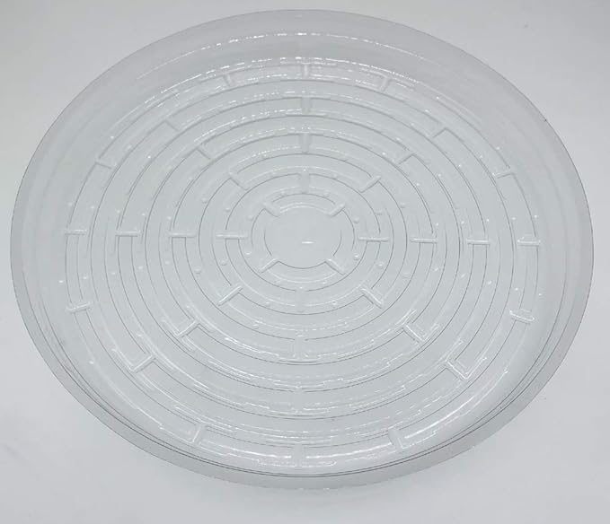 HORTIPOTS Clear Plant Saucer 14 inch Plastic Pot Saucers (Pack of 10) Actual Size is only 13 inch with Plant Stake Labels