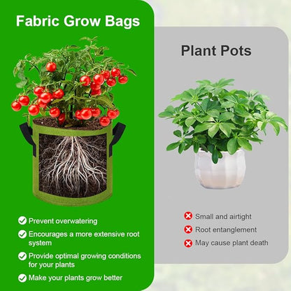 5 Gallon Grow Bags, 12 Pack Multicolor Fabric Plant Pot Bag with Handles Plant Grow Bags for Flowers, Fruits and Vegetables ﻿ (Green+Purple+Black)