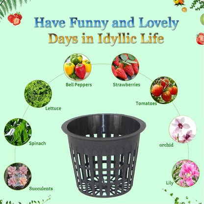 50 PCS 3 Inch Heavy Duty Net Pots,Hydroponic Cups,Garden Slotted Mesh Net Cups,Plant Nursery Net Pots for Hydroponics