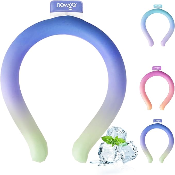 NEWGO Neck Cooling Tube Reusable Ice Cooler Cold Pack for Summer Heat, Ice Neck Ring for Outdoor Workers, Athletes, Sports Enthusiasts, Hot Flash Sufferers, Campers, Blue-Yellow Gradient