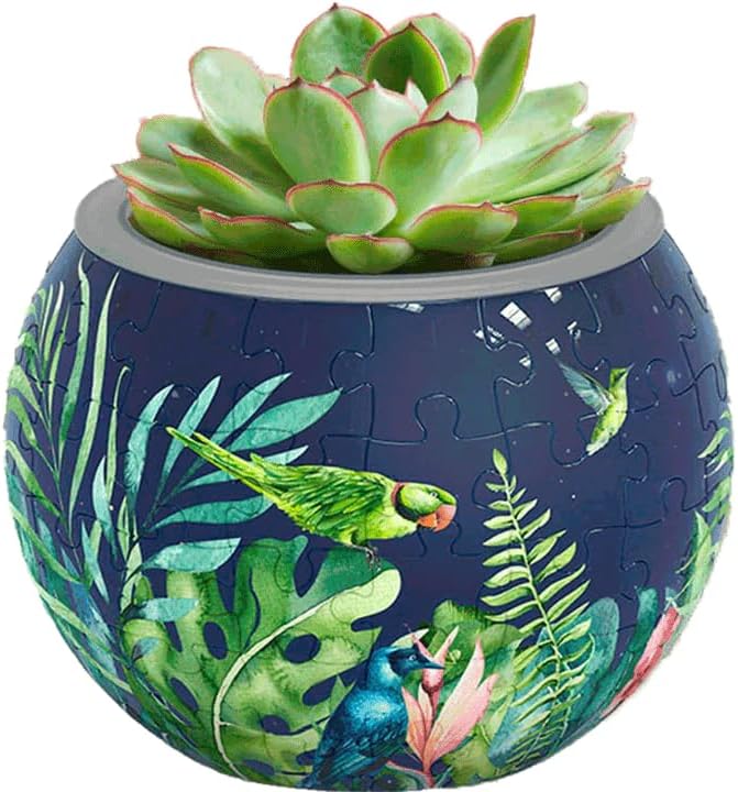 PieceRelax 3D Puzzle Planter 80 Pieces - Flower Pot - Bird of Paradise, Home Decor Flower Pots for Indoor Cactus, Succulents Pots [K1106]