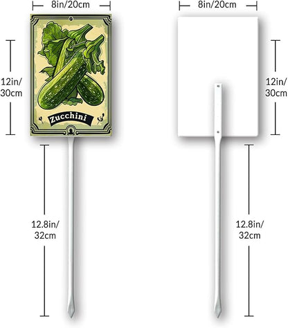 Uptell Vegetable Garden Zucchini Yard Sign Label With Stake Plant Markers For Outdoor Plants Waterproof 8x12inch Nursery Garden Outdoor Sign