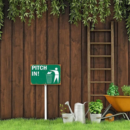 8 x 12 inch Pitch in No Littering Sticker Label with Symbol Yard Sign Stakes Outdoor Lawn Yard Signs