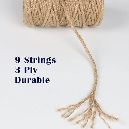 PerkHomy 5mm Jute Rope 105 Feet Twisted Heavy Duty and Thick Twine Rope for Cat Scratcher Scratching Post Tree Craft Projects Gardening Home Decoration Packing Bundling (105FT * 5mm)