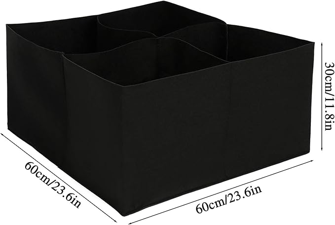 2pcs Raised Garden Bed with Grow Grid,23.6x23.6 inch Elevated Flower Vegetables Bed Planter Box,Planting Container,Plant Root Pouch Pots,Garden Tub