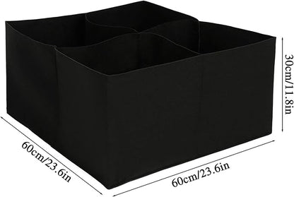 2pcs Raised Garden Bed with Grow Grid,23.6x23.6 inch Elevated Flower Vegetables Bed Planter Box,Planting Container,Plant Root Pouch Pots,Garden Tub