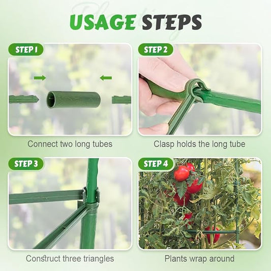 Adjustable Modular Plant Support Frame, 2026 New Garden Raised Bed Planter Heavy Duty Steel Tomato Trellis Kit, Upgrade Plant Support Tower Stakes Provides Support for Climbing Plants (2, Green)