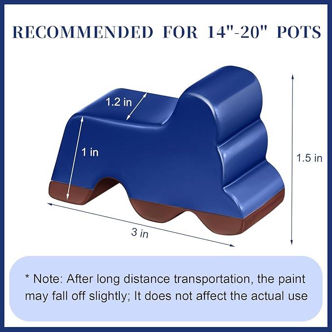Kigeli 6 Pcs Resin Garden Pot Feet for Outdoor Planters 3 Inch Long 1.5 Inch Tall Flower Handmade Elevator Plant Feet Frost Proof Lifter for 14-20 in Pot(Royal Blue,Classic)