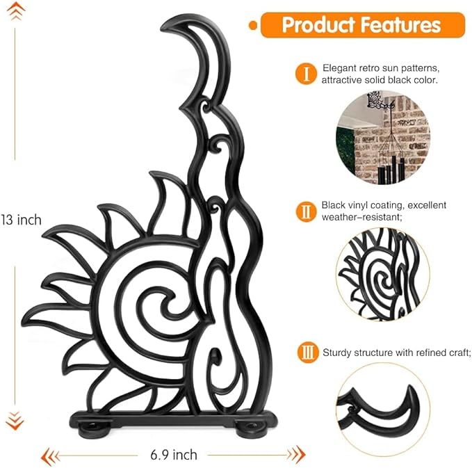 Plant Hanging Bracket Set of 2, 13" Wall Mount Plant Hanger Hooks, Sturdy Heavy Duty Aluminum Hanging Plant Bracket, Indoor Outdoor Plant Hanger Hook for Hanging Plants Bird Feeder Lantern, SUN&Moon