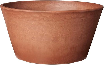 PSW Pot Collection TD25TC Plastic/Stone/Wood Composite Shallow Bulb Pan - No Drainage Hole (Drillable), Planter for Succulents, Bonsai, Fairy Gardens, Herbs, 10-inch, Terra Cotta Color