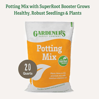 Gardener's Supply Company 20 Qts Potting Mix | SuperRoot Booster & Moisture-Retaining Coir | Plant Growth for Indoor Outdoor Self Watering Planter Boxes, Potted Plants & Garden Beds