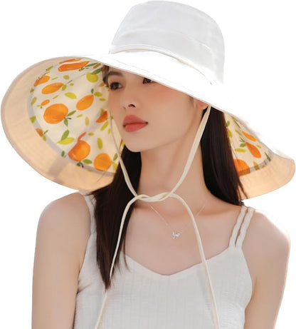 Wide Brim Women Sun Hat Summer Beach Bucket Fishing Hats Metal Wired Edge Packable UV Protection for Hiking Garden Travel