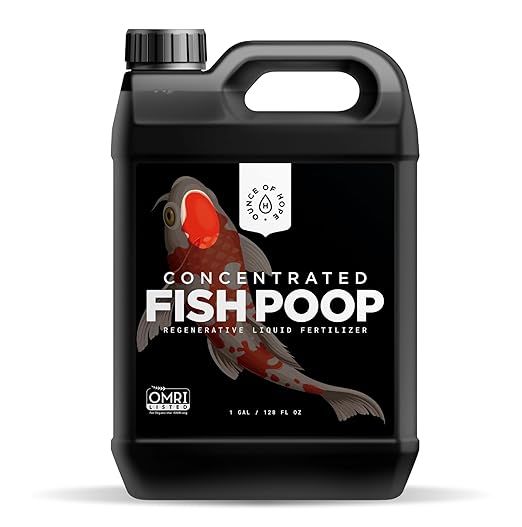 OMRI Listed Organic Concentrated Fish Poop - Liquid Fertilizer for Vegetable Gardens, Indoor Plant Food for Houseplants, Hydroponic Nutrients, Soil Amendment (1 Gallon - Makes 64)