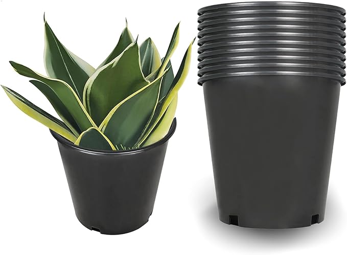 2 Gallon Nursery Pots for Plants, Sturdy Plastic Planter Pots with Drainage Holes, Pots for Seedlings, Succulents