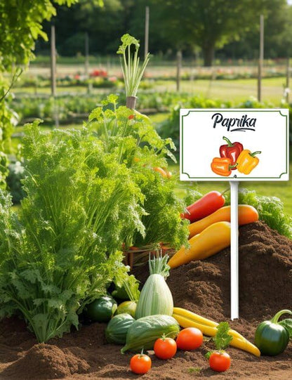 Boylee Paprika Red Aluminum Garden Signs 8x12inch for Vegetables, Herbs, Flowers & Potted Plants with Stake & Mounting Hardware